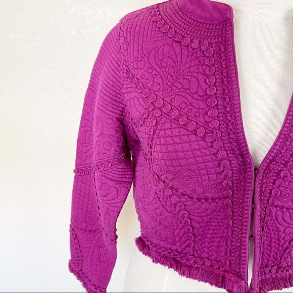 Soft Surroundings Purple Crop Boho Tassel Jacket Coat Size XS - Picture 3 of 7